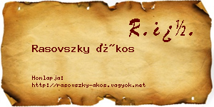 Rasovszky Ákos névjegykártya